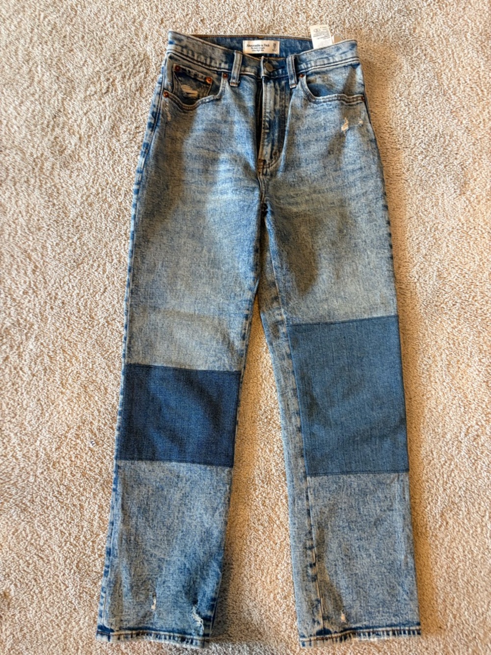 Abercrombie & Fitch the ankle straight ultra high rise two tone jeans size 26
